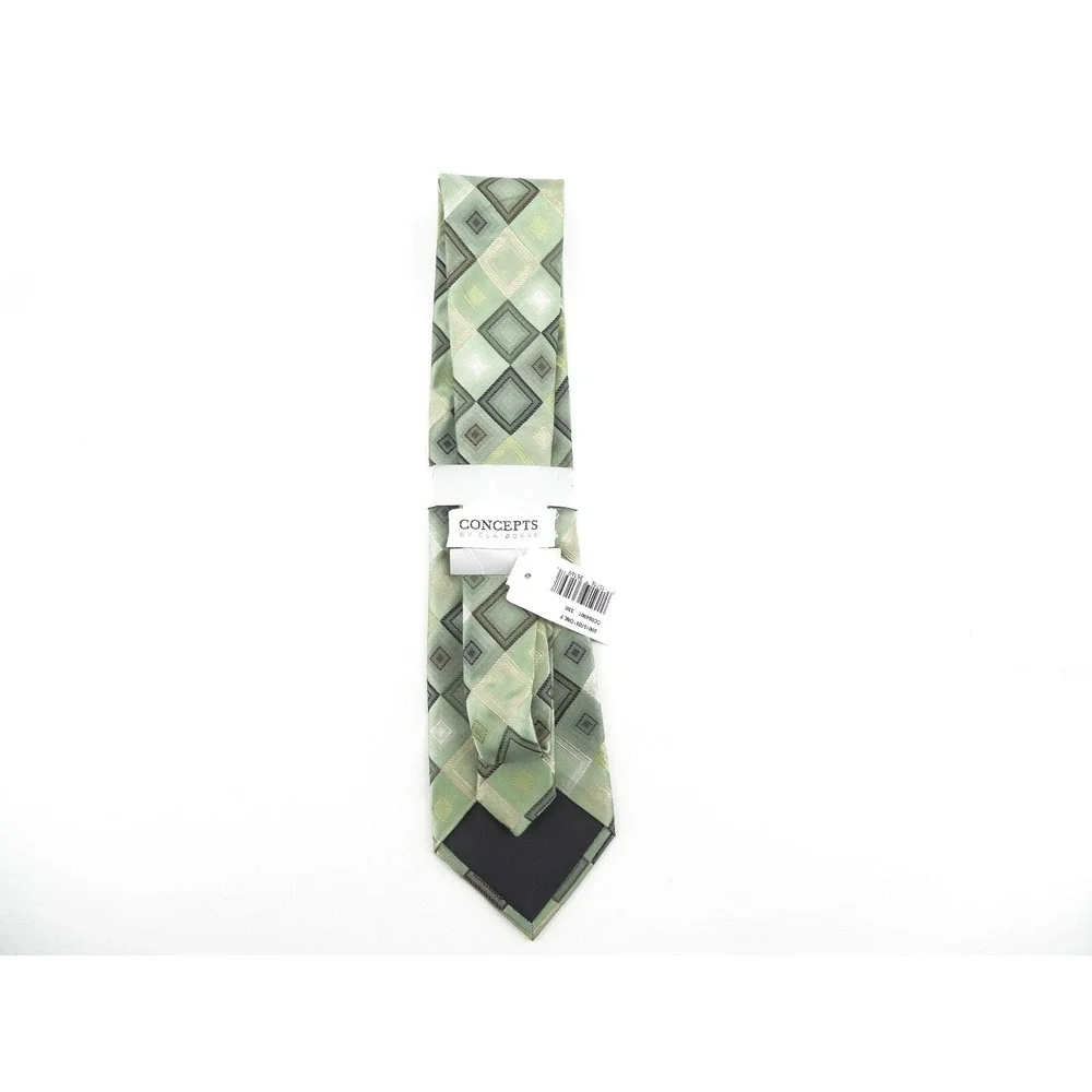 Concepts‎ by Claiborne Mens Tie Hand Made All Silk Green Geometric
